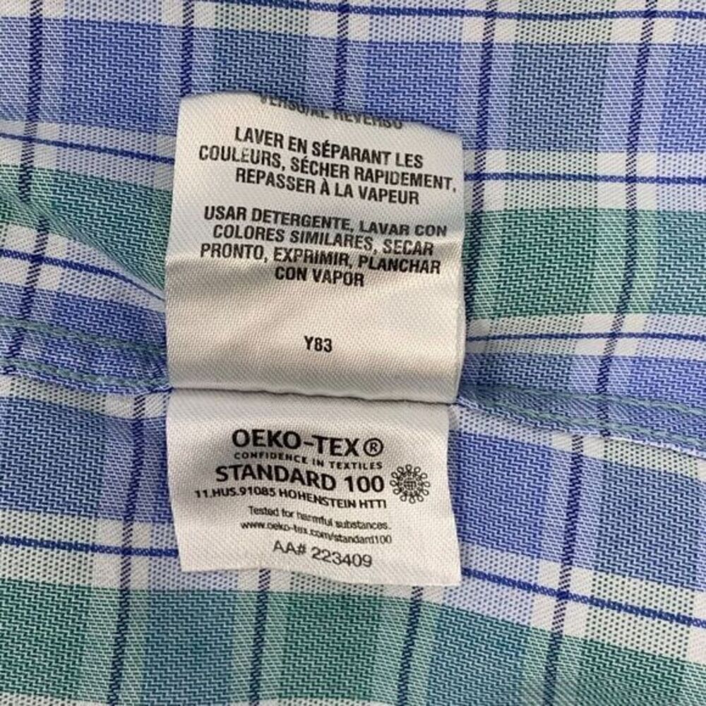Tommy Hilfiger Men's light blue/green/white plaid Size Large‎ Shirt - Picture 6 of 8